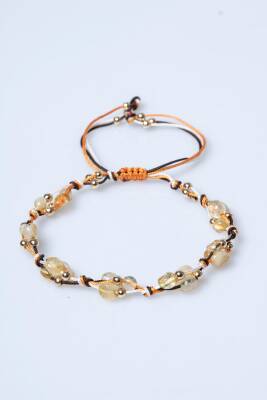 Sertifikalı Sitrin, Hematit Doğal Taş Makrome Bileklik (SK:239) - 6