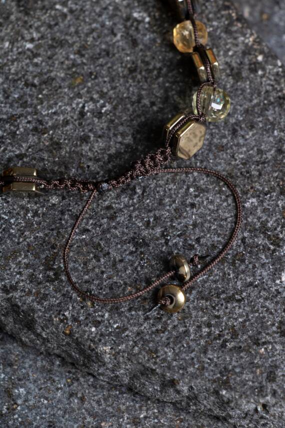 Sertifikalı Sitrin, Hematit Doğal Taş Makrome Bileklik (SK:363) - 3