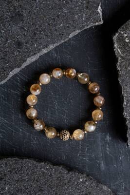 Sertifikalı Sitrin, Hematit Zirkon Aparatlı Doğal Taş Bileklik-10 mm (SK:176) - Osmanlı Doğal Taş