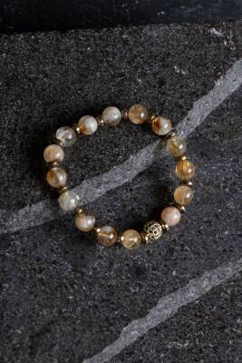 Sertifikalı Sitrin, Hematit Zirkon Aparatlı Doğal Taş Bileklik (SK:180) - 3