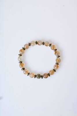 Sertifikalı Sitrin, Hematit Zirkon Aparatlı Doğal Taş Bileklik (SK:180) - 6