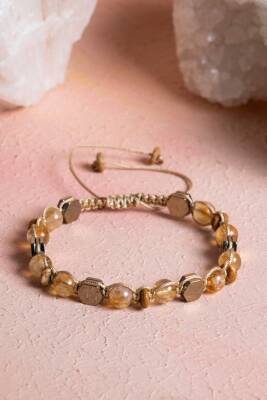 Sertifikalı Sitrin, Jasper, Hematit, Doğal Taş Makrome Bileklik (SK:076) - Osmanlı Doğal Taş