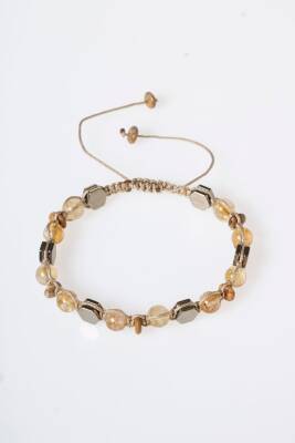 Sertifikalı Sitrin, Jasper, Hematit Doğal Taş Makrome Bileklik (SK:155) - 6