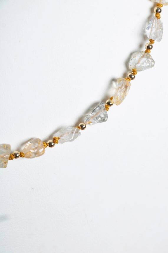 Sertifikalı Sitrin Naturel Doğal Taş Makrome Kolye - 2