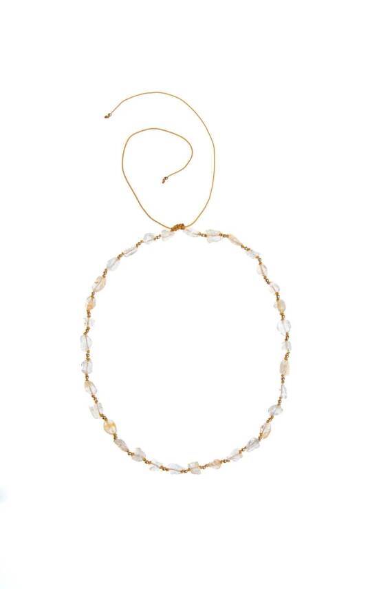 Sertifikalı Sitrin Naturel Doğal Taş Makrome Kolye - 3