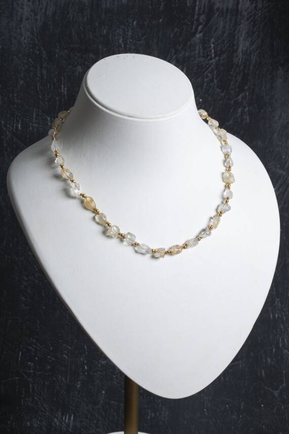 Sertifikalı Sitrin Naturel Doğal Taş Makrome Kolye - 2