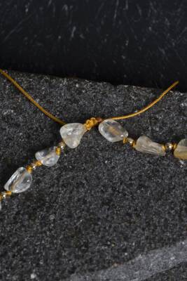 Sertifikalı Sitrin Naturel Doğal Taş Makrome Kolye - 3