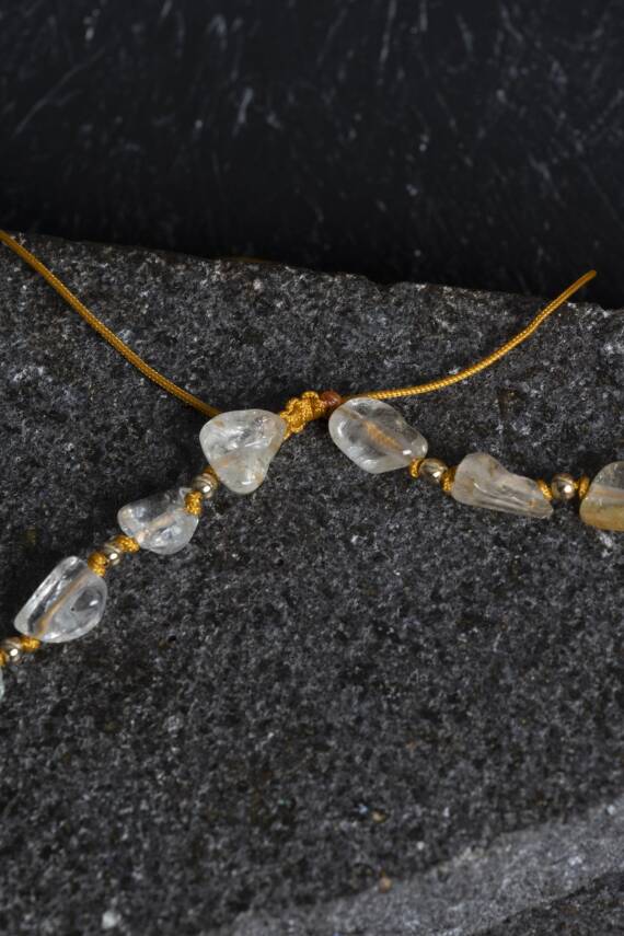 Sertifikalı Sitrin Naturel Doğal Taş Makrome Kolye - 3