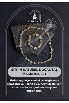 Sertifikalı Sitrin Naturel Doğal Taş Makrome Set - Osmanlı Doğaltaş
