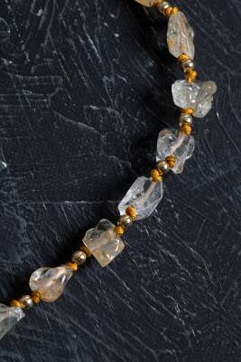 Sertifikalı Sitrin Naturel Doğal Taş Makrome Set - 2