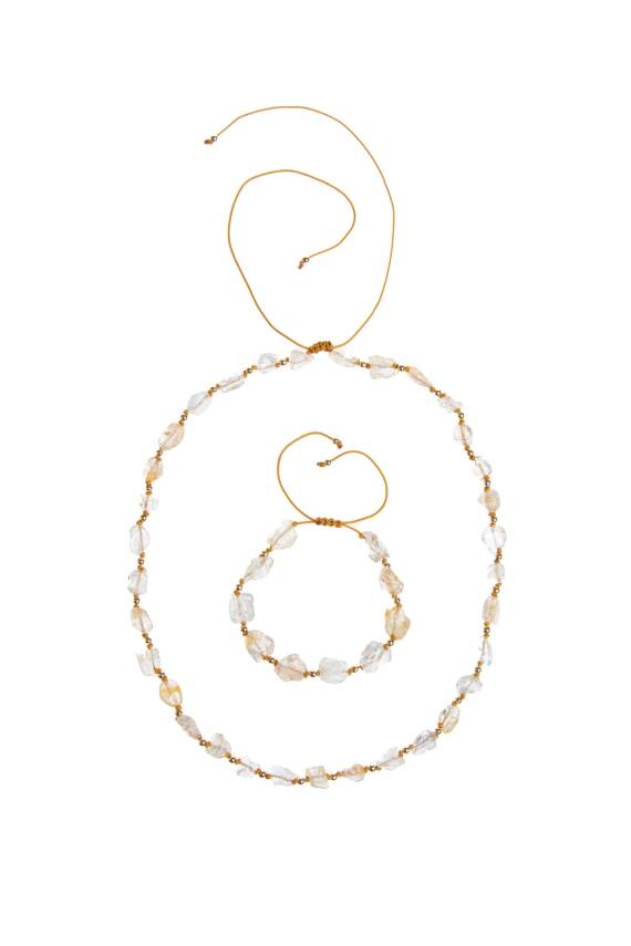 Sertifikalı Sitrin Naturel Doğal Taş Makrome Set - 5