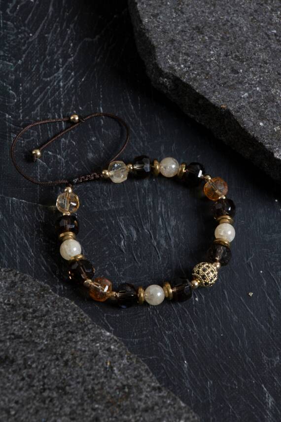 Sertifikalı Sitrin ve Apatit Doğaltaş Bileklik - 1