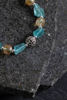 Sertifikalı Sitrin ve Güneş Taşı Doğaltaş Bileklik - 2