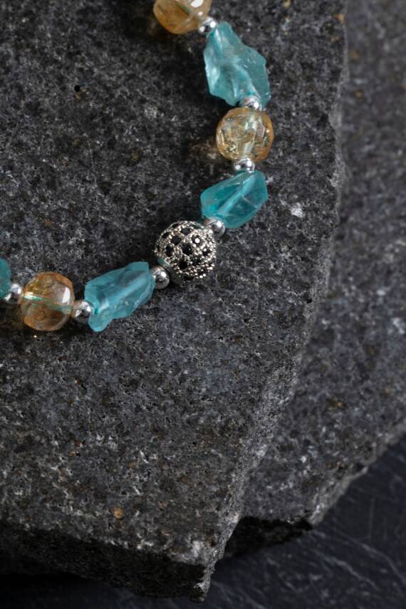 Sertifikalı Sitrin ve Güneş Taşı Doğaltaş Bileklik - 2