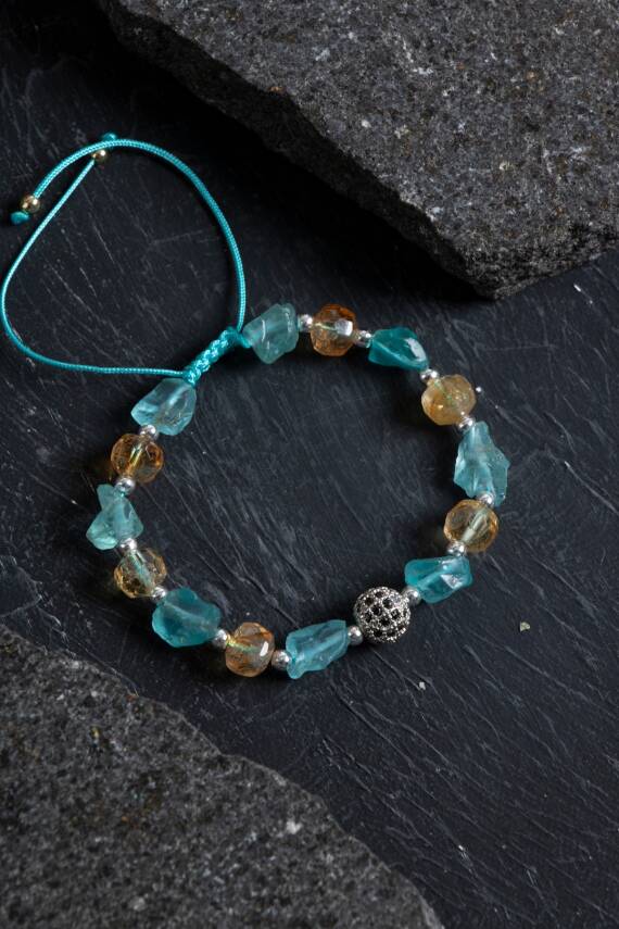 Sertifikalı Sitrin ve Güneş Taşı Doğaltaş Bileklik - 3