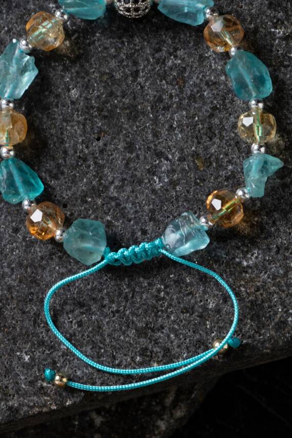 Sertifikalı Sitrin ve Güneş Taşı Doğaltaş Bileklik - 4