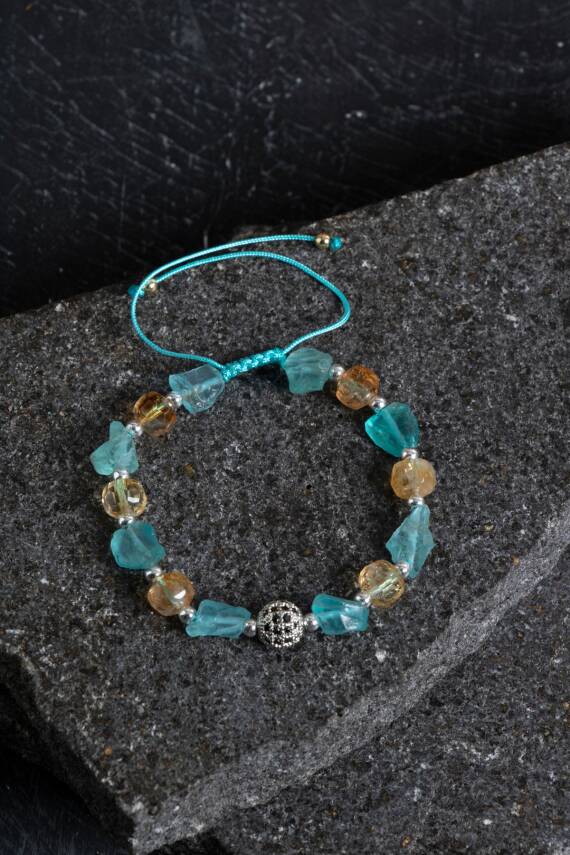 Sertifikalı Sitrin ve Güneş Taşı Doğaltaş Bileklik - 5