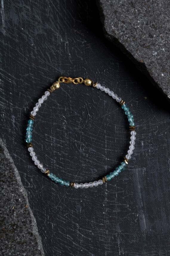 Sertifikalı Sitrin ve Prehnit Doğaltaş Bileklik - 10