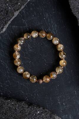 Sertifikalı Sitrin Zirkon Aparatlı Doğal Taş Bileklik-10 mm (SK:182) - Osmanlı Doğal Taş