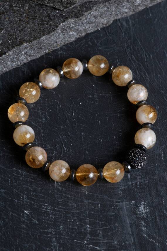 Sertifikalı Sitrin Zirkon Aparatlı Doğal Taş Bileklik (SK:164) - 1