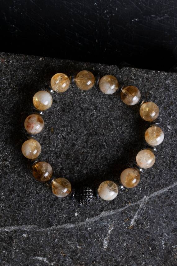 Sertifikalı Sitrin Zirkon Aparatlı Doğal Taş Bileklik (SK:164) - 3