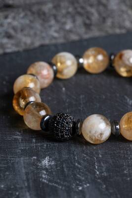 Sertifikalı Sitrin Zirkon Aparatlı Doğal Taş Bileklik (SK:164) - 5