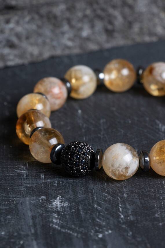 Sertifikalı Sitrin Zirkon Aparatlı Doğal Taş Bileklik (SK:164) - 5