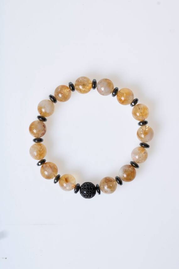 Sertifikalı Sitrin Zirkon Aparatlı Doğal Taş Bileklik (SK:164) - 6