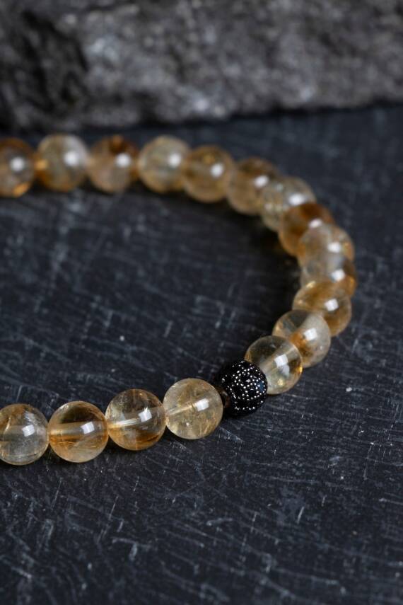 Sertifikalı Sitrin Zirkon Aparatlı Doğal Taş Bileklik (SK:179) - 5