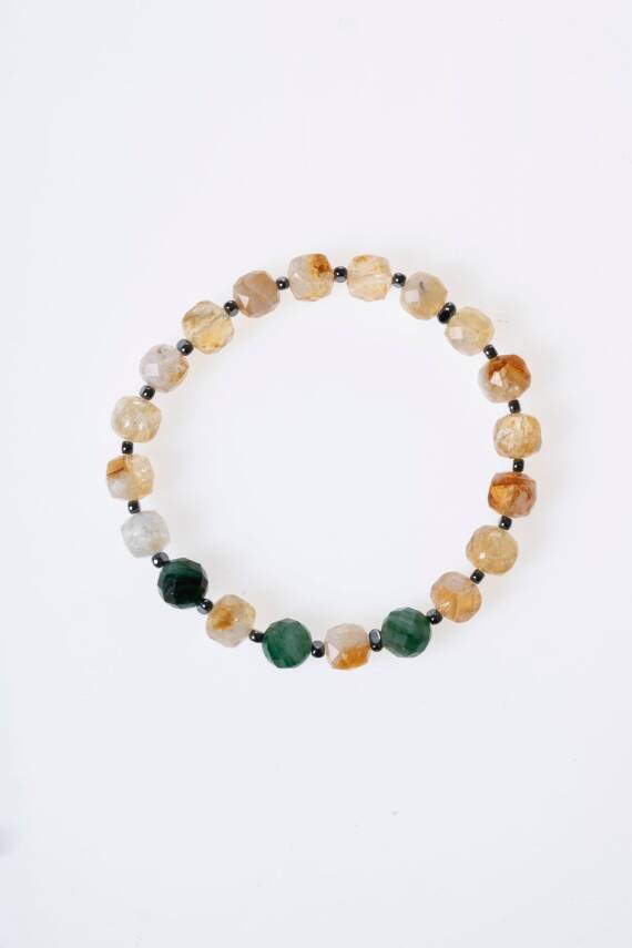 Sertifikalı Sitrin, Zümrüt Doğal Taş Bileklik (SK:349) - 5