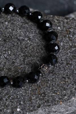 Sertifikalı Siyah Turmalin Zirkon Aparatlı Doğal Taş Bileklik (SK:401) - 3