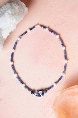 Sertifikalı Sodalit, İnci Doğal Taş Kolye (SK:241) - Osmanlı Doğal Taş