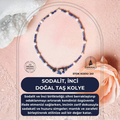 Sertifikalı Sodalit, İnci Doğal Taş Kolye (SK:241) - 2