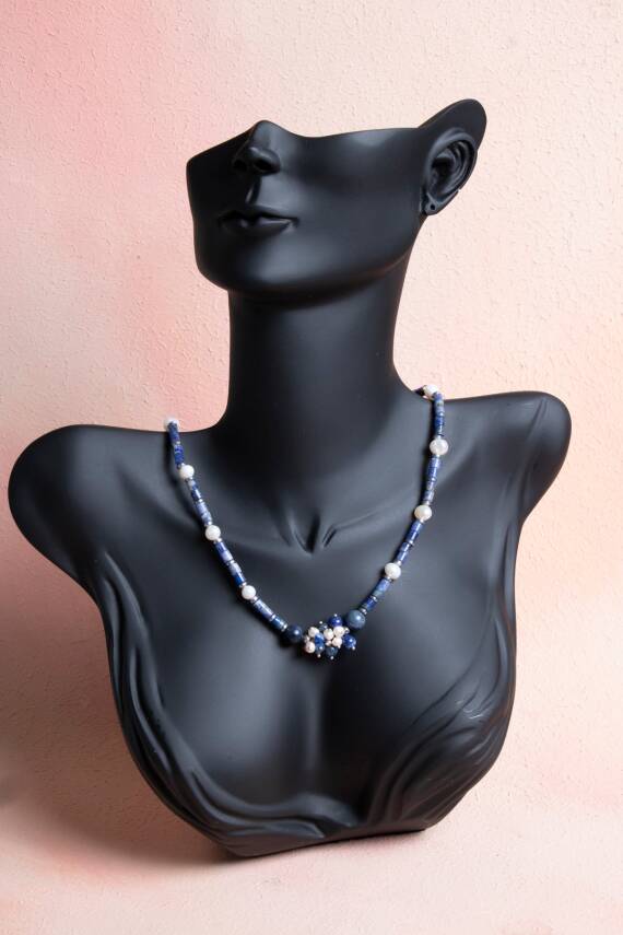 Sertifikalı Sodalit, İnci Doğal Taş Kolye (SK:241) - 3