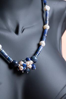 Sertifikalı Sodalit, İnci Doğal Taş Kolye (SK:241) - 4