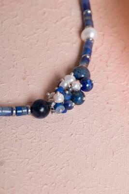 Sertifikalı Sodalit, İnci Doğal Taş Kolye (SK:241) - 5