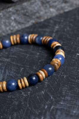 Sertifikalı Sodalit, Odun Jasper Doğal Taş Bileklik (SK:172) - Osmanlı Doğal Taş