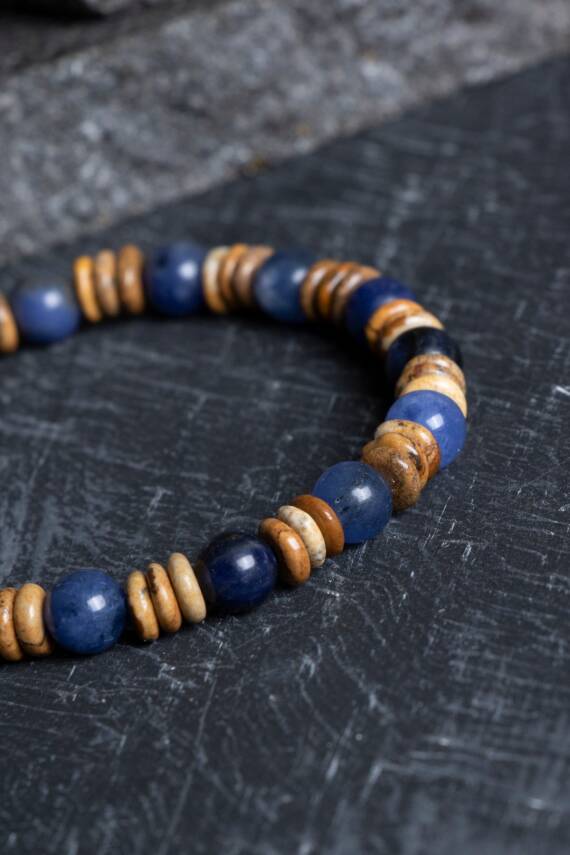 Sertifikalı Sodalit, Odun Jasper Doğal Taş Bileklik (SK:172) - 1