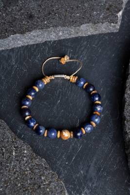 Sertifikalı Sodalit, Odun Jasper Doğal Taş Makrome Bileklik (SK:185) - Osmanlı Doğal Taş