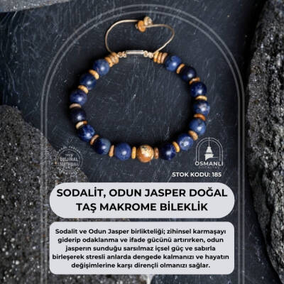 Sertifikalı Sodalit, Odun Jasper Doğal Taş Makrome Bileklik (SK:185) - 2