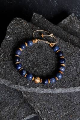 Sertifikalı Sodalit, Odun Jasper Doğal Taş Makrome Bileklik (SK:185) - 3