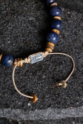 Sertifikalı Sodalit, Odun Jasper Doğal Taş Makrome Bileklik (SK:185) - 4