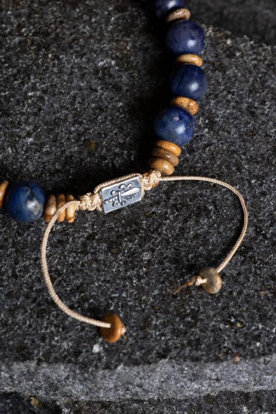 Sertifikalı Sodalit, Odun Jasper Doğal Taş Makrome Bileklik (SK:185) - 4