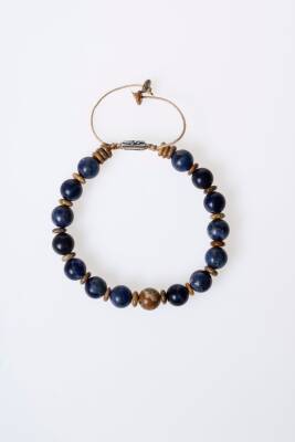 Sertifikalı Sodalit, Odun Jasper Doğal Taş Makrome Bileklik (SK:185) - 6