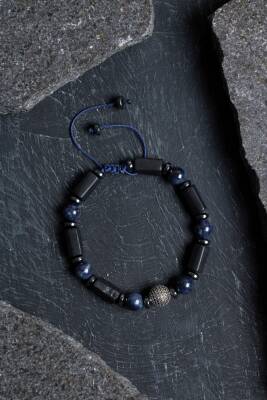 Sertifikalı Şungit, Safir Hematit Gümüş Aparatlı Doğal Taş Bileklik - Osmanlı Doğaltaş