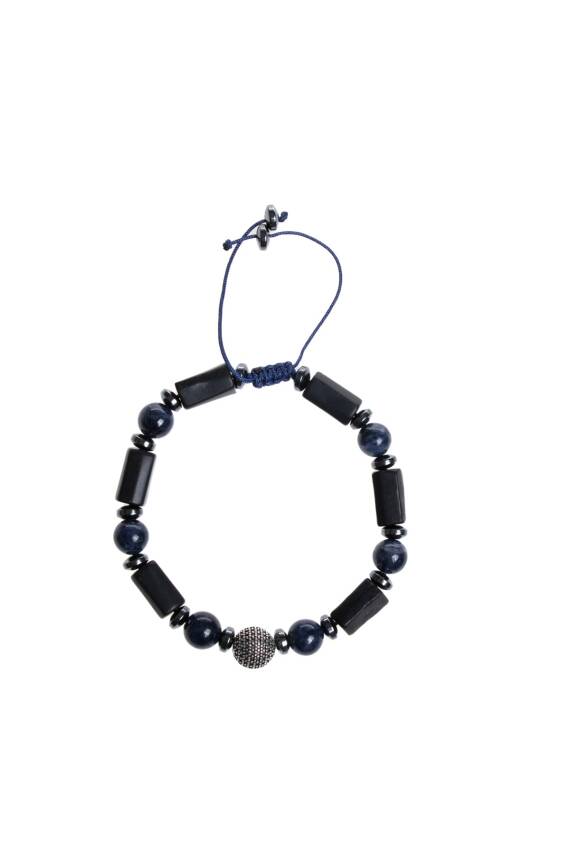 Sertifikalı Şungit, Safir Hematit Gümüş Aparatlı Doğal Taş Bileklik - 5