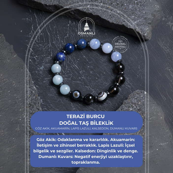 Sertifikalı Terazi Burcu Doğal Taş Bileklik - 1