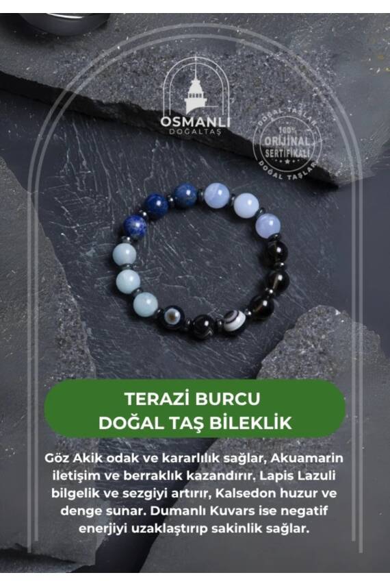 Sertifikalı Terazi Burcu Doğal Taş Bileklik - 2