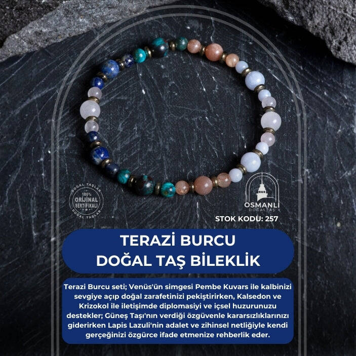 Sertifikalı Terazi Burcu Doğal Taş Bileklik (SK:257) - 2