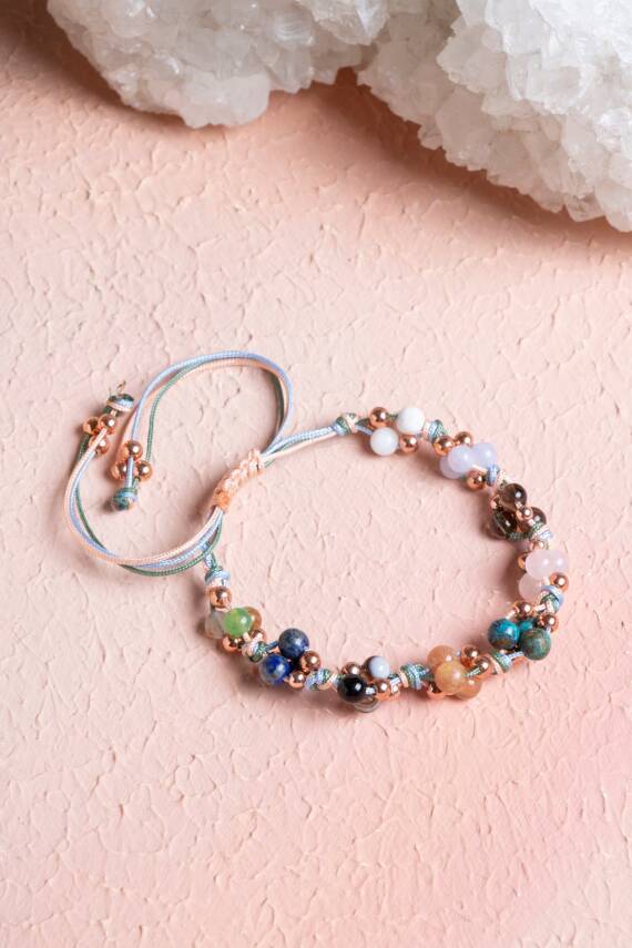 Sertifikalı Terazi Burcu Doğal Taş Makrome Bileklik - 1